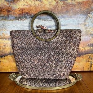 Style & Co Woven Tote Bag Brown Great Condition